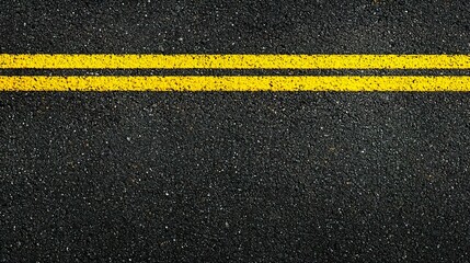 A top-down view of an asphalt road with yellow lines