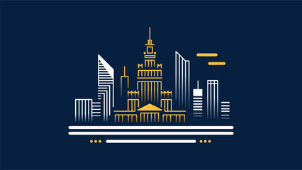 Minimalistyczna warszawa, stolica Polski w wektorach