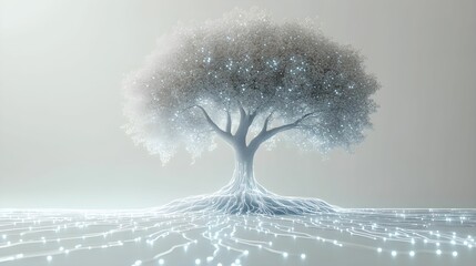 minimalistyczna, drzewo, obwody, technologia, symbolika, cyfrowa przyszłość, rozwój, połączenia, korzenie, kable danych, wzrost, technologiczne gałęzie, organiczne, cyfrowe, innowacje, prostota, abstr