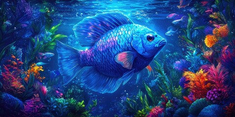 Giant gourami swimming in a freshwater aquarium, showcasing the beauty of this native fish species , Giant gourami in a freshwater aquarium showcasing the beauty of this fish species