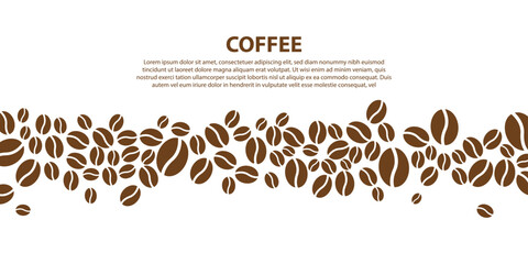 Art & Illustration Rich Coffee Beans Pattern with Brown Typography – Beverage Banner for Coffee Shops