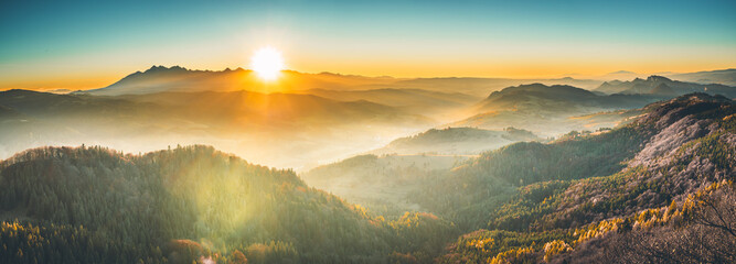 Zachód słońca z Wysokiej, Pieniny