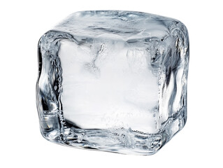 A cube of ice isolated on a transparent background, PNG cut-out