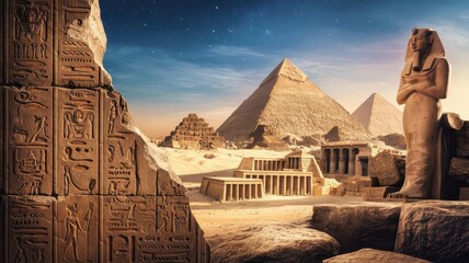 Ancient egyptian pyramids ai generated image