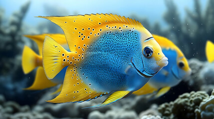 Yellow and Blue Fish Illustration