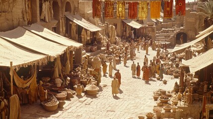 Bustling Mesopotamian Marketplace: A Glimpse into the Vibrant Trade of Ancient Times