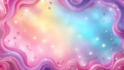 Rainbow color birthday glitter unicorn princess mermaid party pony background little girl fun invite. Rainbow glitter confetti background, unicorns, mermaids perfect for little girls invitations