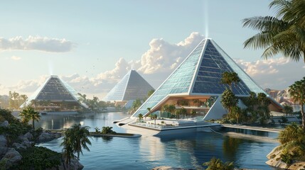 Future Nile: Hyper-realistic Ancient-Egypt Inspired Landscape with Hydro-Powered Pyramids and Advanced Irrigation Systems