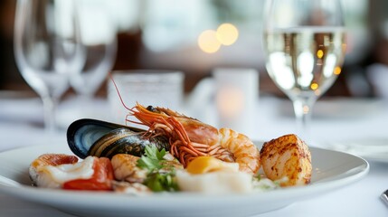 Seafood Plate with White Wine