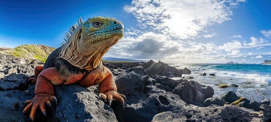Galapagos Land Iguana: A Coastal Portrait