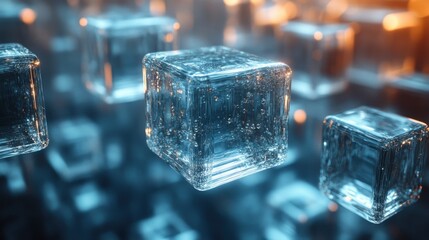 abstract animation rotating glass cube looping video 3d rende