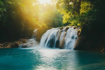 wodospad, tropikalny, dżungla, zielona roślinność, woda, podróże, natura, spokojne miejsce, las tropikalny, rajska natura, wodospady, malowniczy krajobraz, tropiki, krystaliczna woda, relaks w naturze