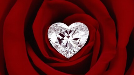 Diament w kształcie serca umieszczony w czerwonej róży