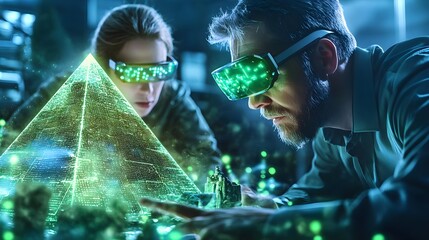 vr pyramid exploration: futuristic tech team - metaverse