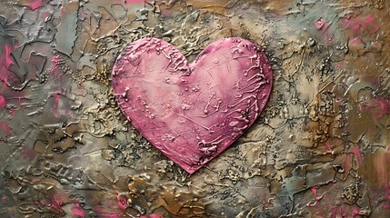 valentine's day card with pink heart-shaped design on textured surface