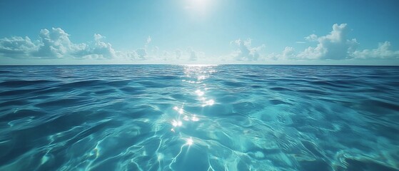Azure Ocean Sunlight Horizon
