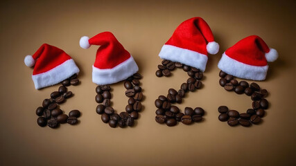 coffee beans with santa hats on them 
