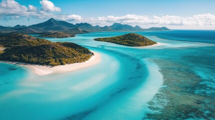 Aerial View of Idyllic Tropical Island Paradise