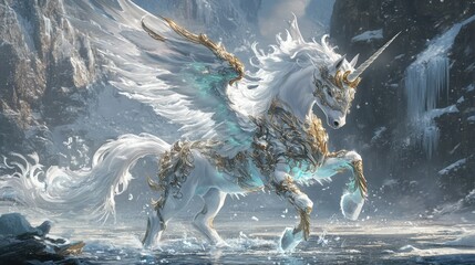 Digital art style view of fantasy unicorn