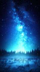 serene snow covered field under starry night sky