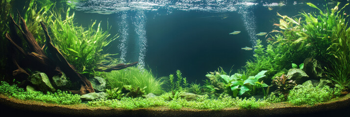 Serene freshwater aquarium scene with tropical fish and plants