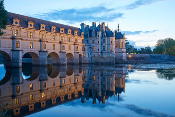 The historical Chateau de Chenonceau on the Cher river, Loire Valley, France