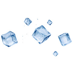 Flying Ice Cubes in Motion isolated on background