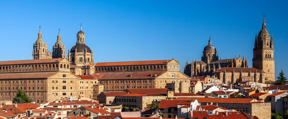 Panoramic View of Salamanca with Historic Monuments Under Clear Blue Sky