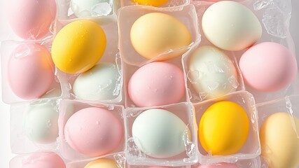 Pastel Easter Eggs Frozen in Ice Cubes - Spring Delights