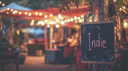 Indie Sign in a Charming Outdoor Setting