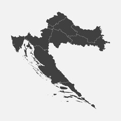 Vector map country Croatia divided on regions