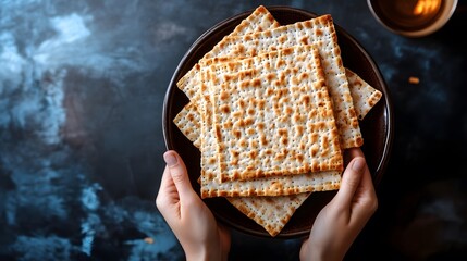 image of hands holding matzah for passover