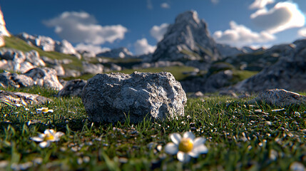 Mountain meadow rock flowers landscape scenic nature