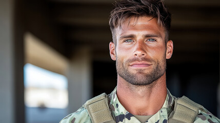 soldier in uniform stands confidently, showcasing pride and strength