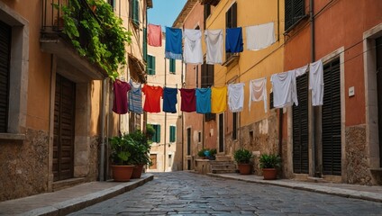 Laundry hanging out in the streets of the old town