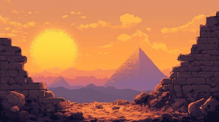 Egyptian sunset, pixelart