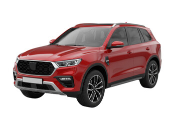 Isolated Stylish Red SUV Vehicle