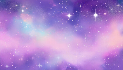 purple unicorn background pastel watercolor sky with glitter stars and bokeh fantasy galaxy with holographic texture magic marble space