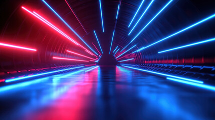 Red and blue neon tunnel lights