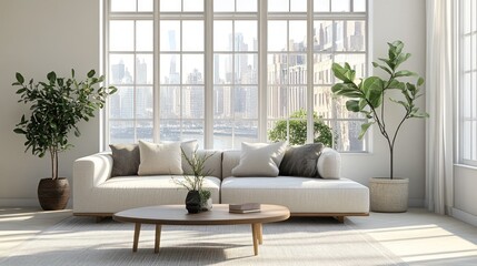 Modern city apartment living room interior design
