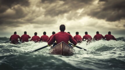 Rowing Team Facing Stormy Waters