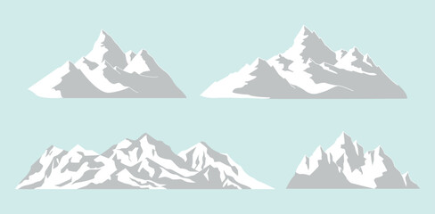 mountain landscape flat design set blue background