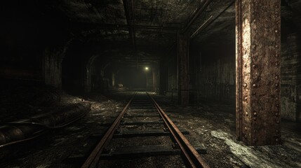 Dark, Abandoned Underground Tunnel