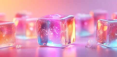 Cosmic Ice Cubes: A Dreamlike, Pastel-Colored Still Life