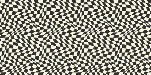 Trippy checkerboard background. Retro psychedelic checkered wallpaper.