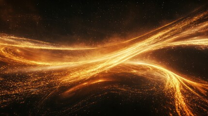A rhythmic swirl of cosmic dust and radiant beams of light, capturing the dance of celestial bodies in space.