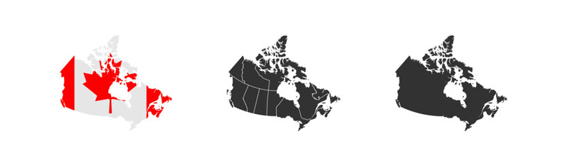 Canada map. Canadian geography border. Cartography region of country. North America.