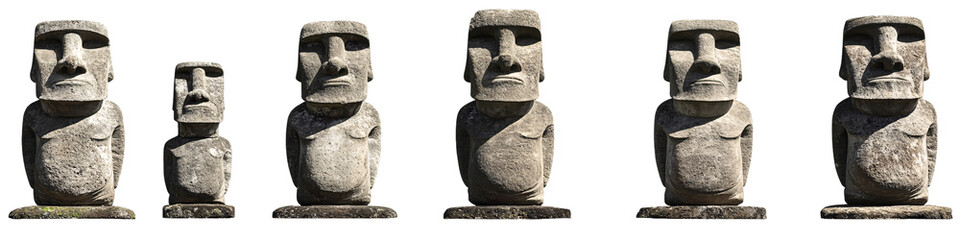 Easter Island stone statues, transparent background PNG