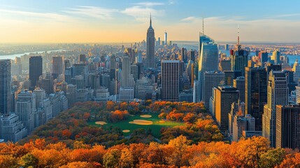 Autumnal NYC Skyline with Central Park