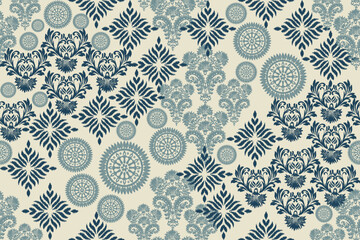 Ethnic abstract ikat fabric artwork with seamless patterns, combining tribal, indigenous, and Mexican embroidery with Aztec geometric motifs. Ideal for rugs, wallpapers, throws, fabrics, and clothing.